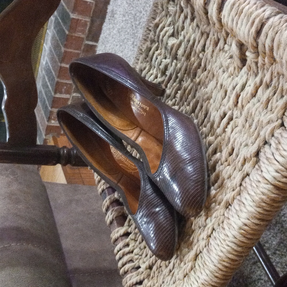 Gorgeous 60s Lizard Leather heels shoes brown